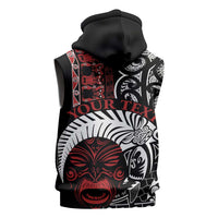 Honour The Treaty New Zealand Personalised Sleeveless Hoodie Toitu Te Tiriti Indigenous Maori Face LT9 - Polynesian Pride