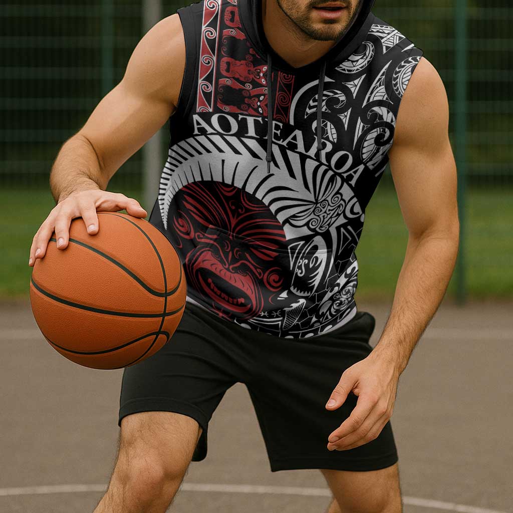 Honour The Treaty New Zealand Personalised Sleeveless Hoodie Toitu Te Tiriti Indigenous Maori Face LT9 - Polynesian Pride