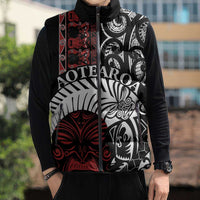 Honour The Treaty New Zealand Personalised Sleeveless Puffer Jacket Toitu Te Tiriti Indigenous Maori Face LT9 - Polynesian Pride
