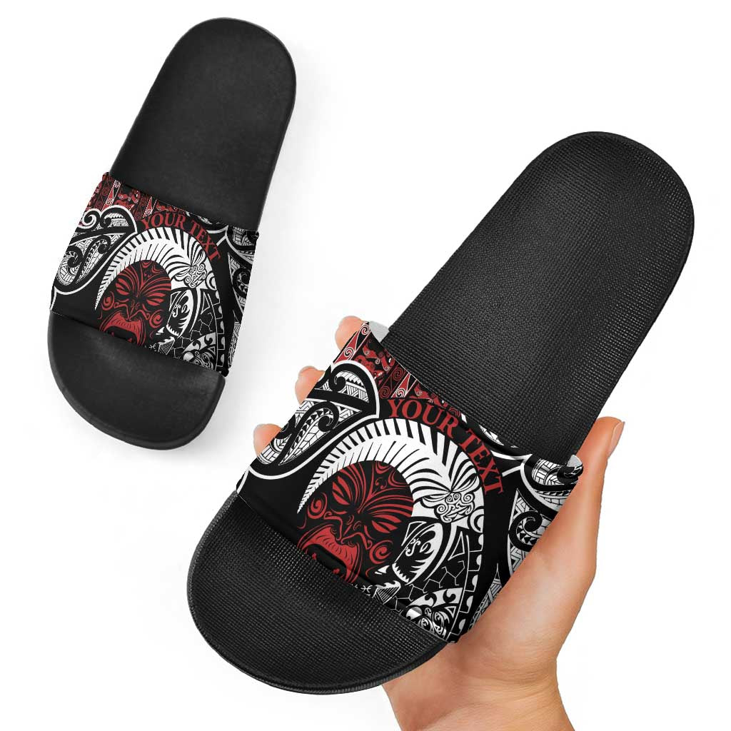 Honour The Treaty New Zealand Personalised Slide Sandals Toitu Te Tiriti Indigenous Maori Face LT9 - Polynesian Pride