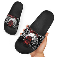 Honour The Treaty New Zealand Personalised Slide Sandals Toitu Te Tiriti Indigenous Maori Face LT9 - Polynesian Pride