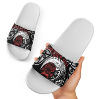 Honour The Treaty New Zealand Personalised Slide Sandals Toitu Te Tiriti Indigenous Maori Face LT9 - Polynesian Pride