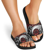 Honour The Treaty New Zealand Personalised Slide Sandals Toitu Te Tiriti Indigenous Maori Face LT9 - Polynesian Pride
