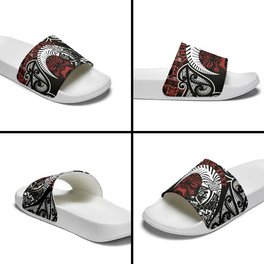 Honour The Treaty New Zealand Personalised Slide Sandals Toitu Te Tiriti Indigenous Maori Face LT9 - Polynesian Pride