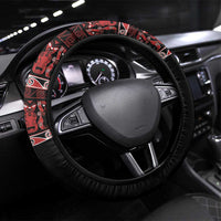 Honour The Treaty New Zealand Steering Wheel Cover Toitu Te Tiriti Indigenous Maori Face LT9 Universal Fit Black - Polynesian Pride