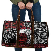 Honour The Treaty New Zealand Personalised Travel Bag Toitu Te Tiriti Indigenous Maori Face LT9 Red - Polynesian Pride