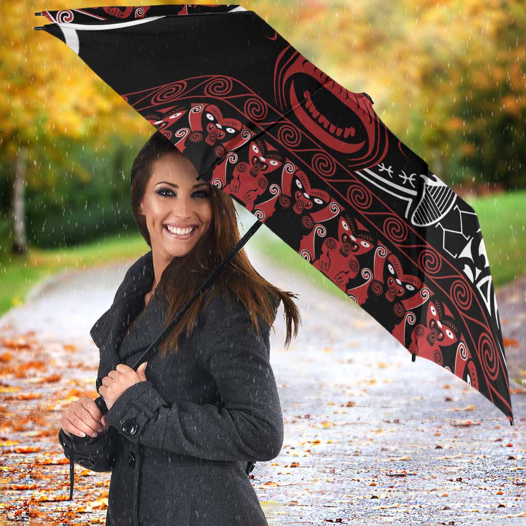 Honour The Treaty New Zealand Personalised Umbrella Toitu Te Tiriti Indigenous Maori Face LT9 - Polynesian Pride