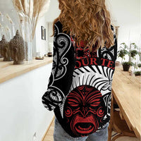 Honour The Treaty New Zealand Personalised Women Casual Shirt Toitu Te Tiriti Indigenous Maori Face LT9 - Polynesian Pride