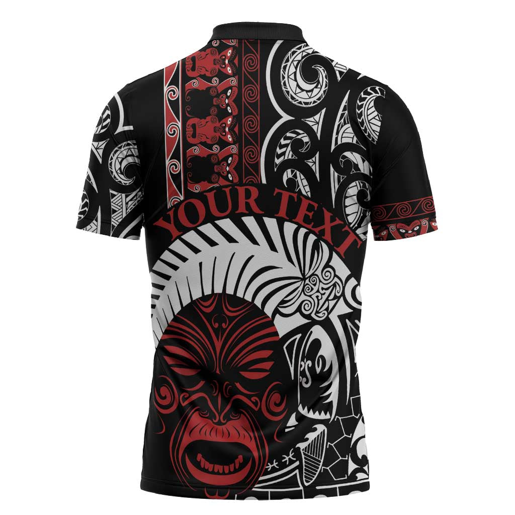 Honour The Treaty New Zealand Personalised Zipper Polo Shirt Toitu Te Tiriti Indigenous Maori Face LT9 - Polynesian Pride