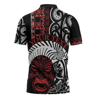 Honour The Treaty New Zealand Personalised Zipper Polo Shirt Toitu Te Tiriti Indigenous Maori Face LT9 - Polynesian Pride