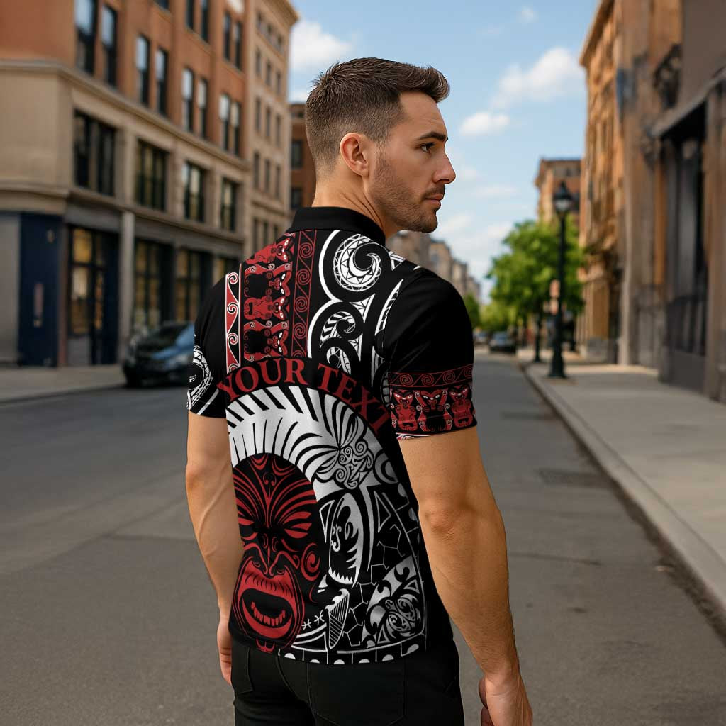 Honour The Treaty New Zealand Personalised Zipper Polo Shirt Toitu Te Tiriti Indigenous Maori Face LT9 - Polynesian Pride