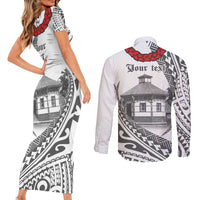 Samoa Mau Movement House Personalised Couples Matching Short Sleeve Bodycon Dress and Long Sleeve Button Shirt Fa'a Samoa The Samoan Way