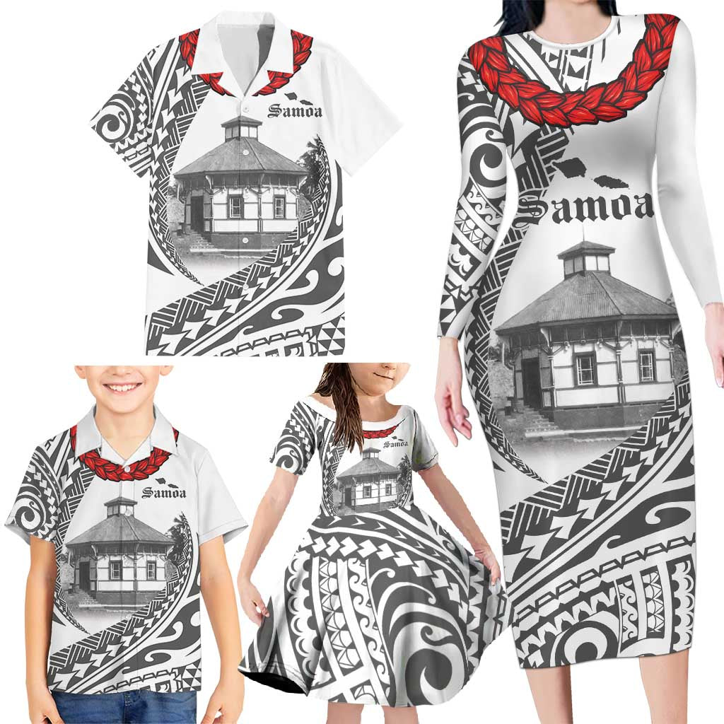 Samoa Mau Movement House Personalised Family Matching Long Sleeve Bodycon Dress and Hawaiian Shirt Fa'a Samoa The Samoan Way LT9 - Polynesian Pride