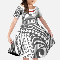 Samoa Mau Movement House Personalised Family Matching Mermaid Dress and Hawaiian Shirt Fa'a Samoa The Samoan Way LT9 Daughter's Dress White - Polynesian Pride