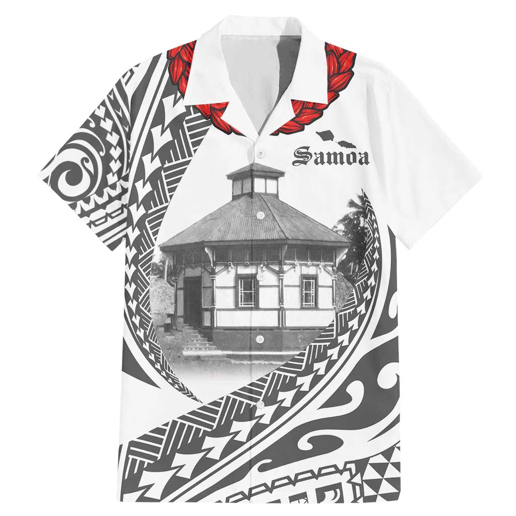 Samoa Mau Movement House Personalised Family Matching Mermaid Dress and Hawaiian Shirt Fa'a Samoa The Samoan Way LT9 Dad's Shirt - Short Sleeve White - Polynesian Pride