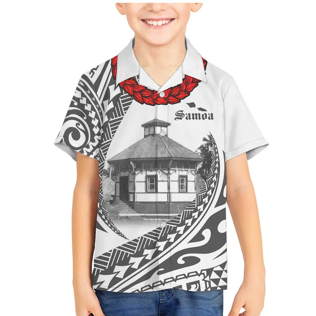 Samoa Mau Movement House Personalised Family Matching Mermaid Dress and Hawaiian Shirt Fa'a Samoa The Samoan Way LT9 Son's Shirt White - Polynesian Pride