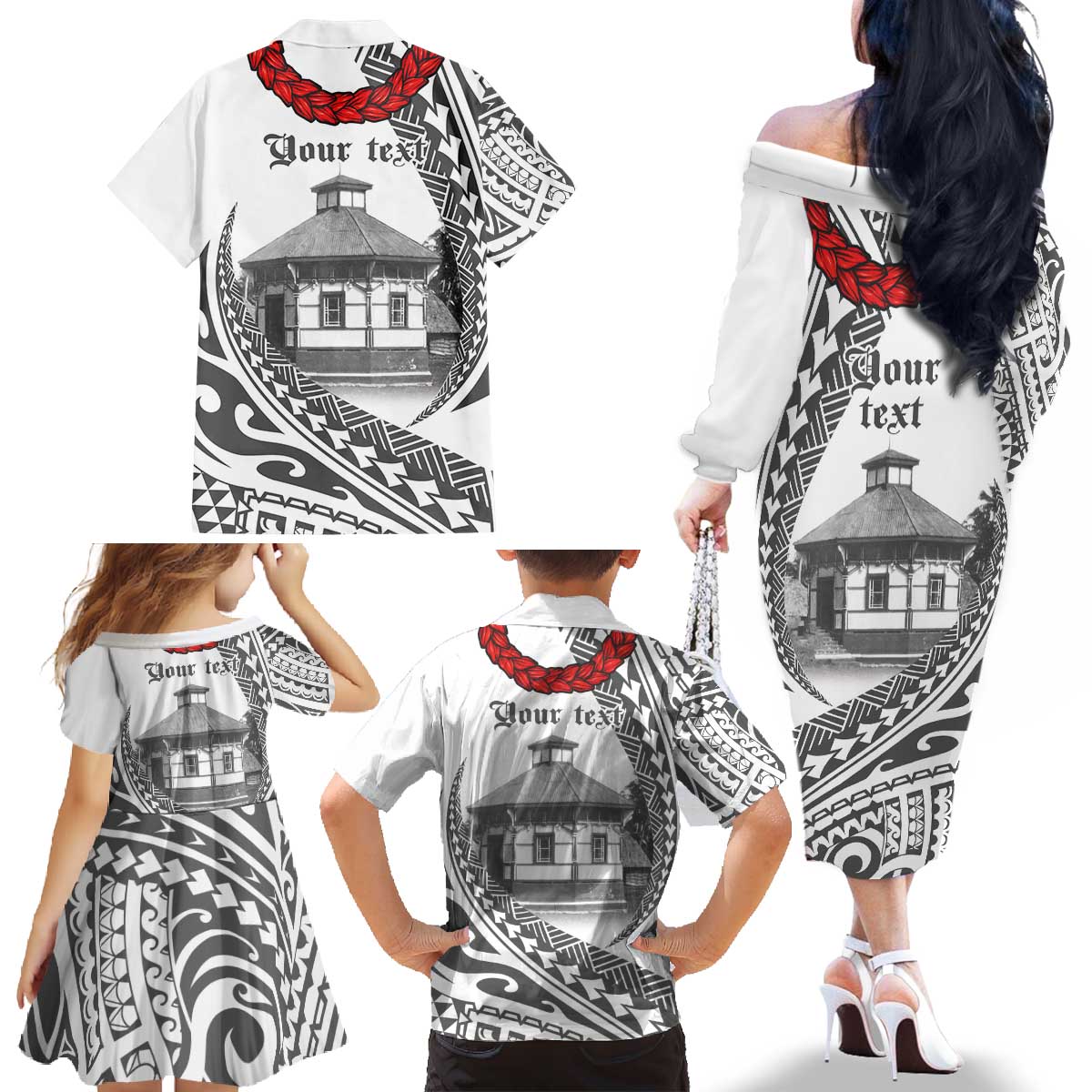 Samoa Mau Movement House Personalised Family Matching Off The Shoulder Long Sleeve Dress and Hawaiian Shirt Fa'a Samoa The Samoan Way LT9 - Polynesian Pride