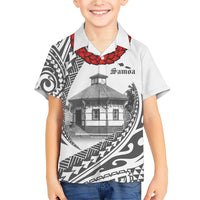 Samoa Mau Movement House Personalised Family Matching Short Sleeve Bodycon Dress and Hawaiian Shirt Fa'a Samoa The Samoan Way LT9 Son's Shirt White - Polynesian Pride