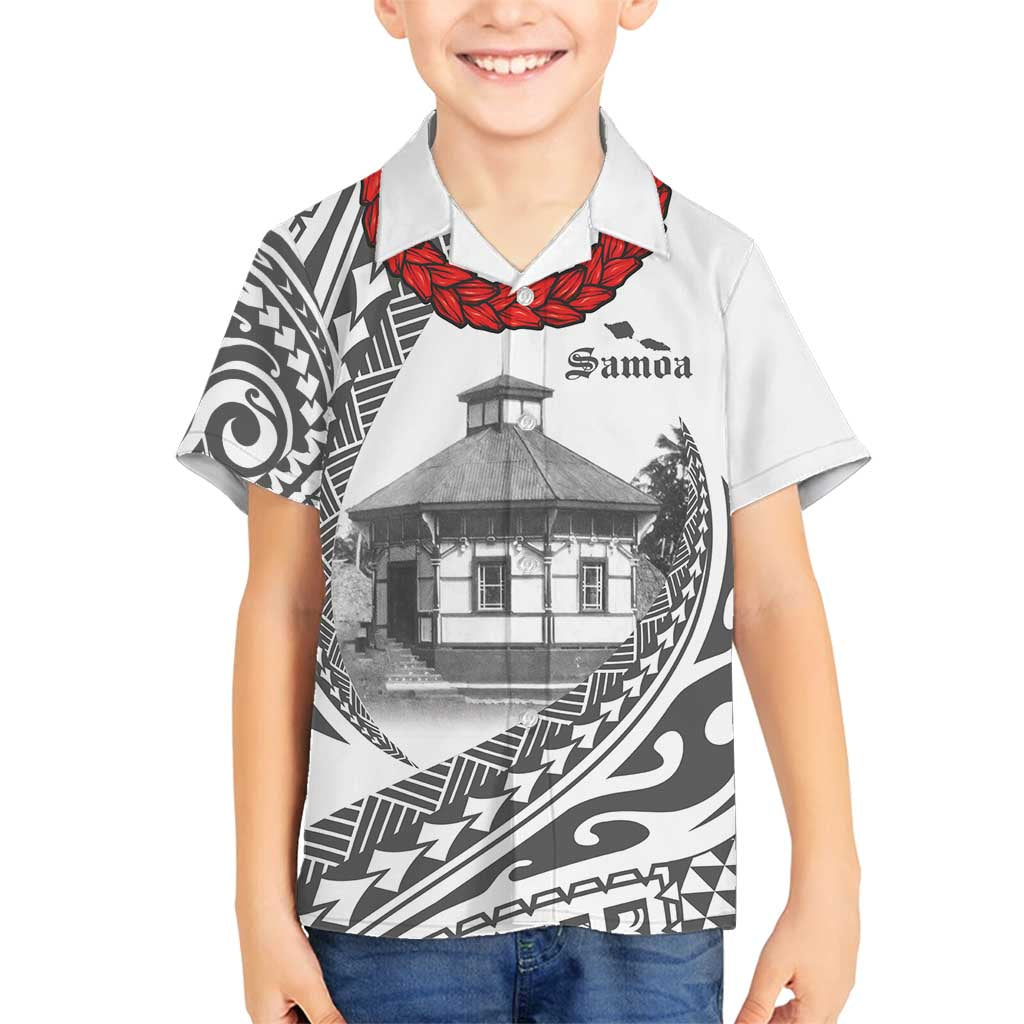Samoa Mau Movement House Personalised Family Matching Tank Maxi Dress and Hawaiian Shirt Fa'a Samoa The Samoan Way LT9 Son's Shirt White - Polynesian Pride