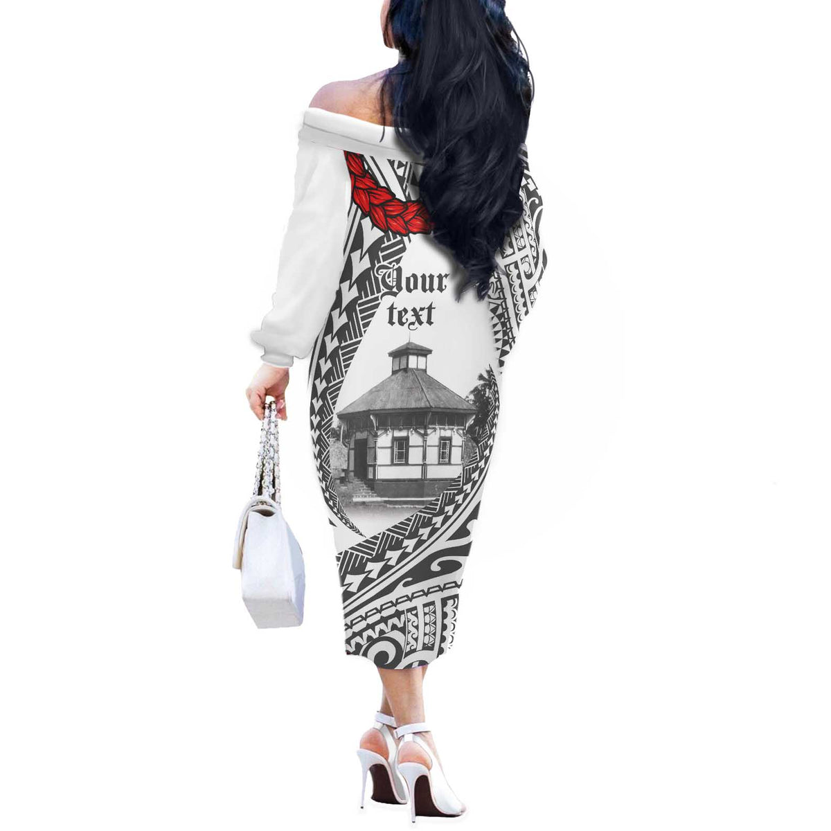 Samoa Mau Movement House Personalised Off The Shoulder Long Sleeve Dress Fa'a Samoa The Samoan Way LT9 - Polynesian Pride
