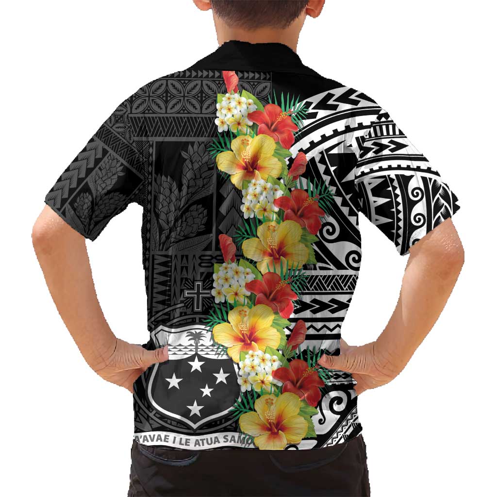 Samoa Tribal Hibiscus Flowers Family Matching Long Sleeve Bodycon Dress and Hawaiian Shirt LT9 - Polynesian Pride
