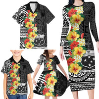 Samoa Tribal Hibiscus Flowers Family Matching Long Sleeve Bodycon Dress and Hawaiian Shirt LT9 - Polynesian Pride