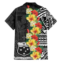 Samoa Tribal Hibiscus Flowers Family Matching Off The Shoulder Long Sleeve Dress and Hawaiian Shirt LT9 - Polynesian Pride