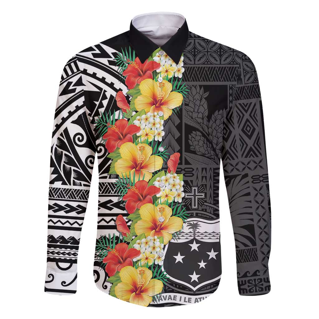 Samoa Tribal Hibiscus Flowers Family Matching Off Shoulder Short Dress and Hawaiian Shirt