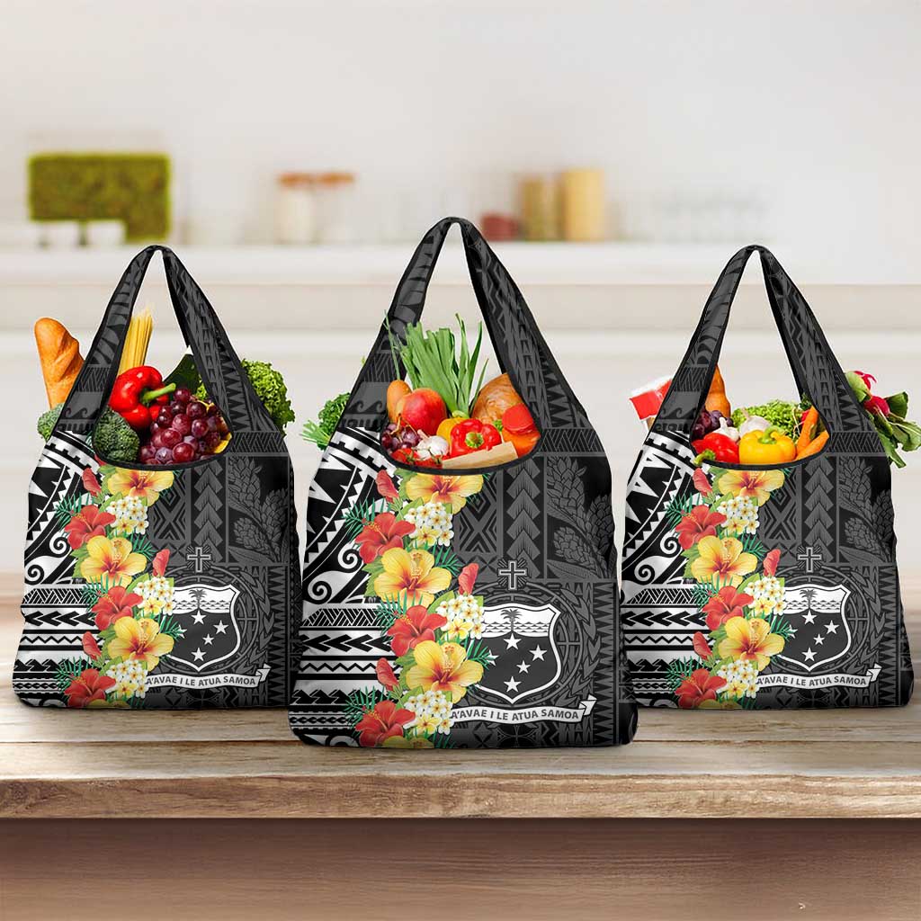Samoa Tribal Hibiscus Flowers Grocery Bag