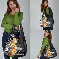 Samoa Tribal Hibiscus Flowers Grocery Bag