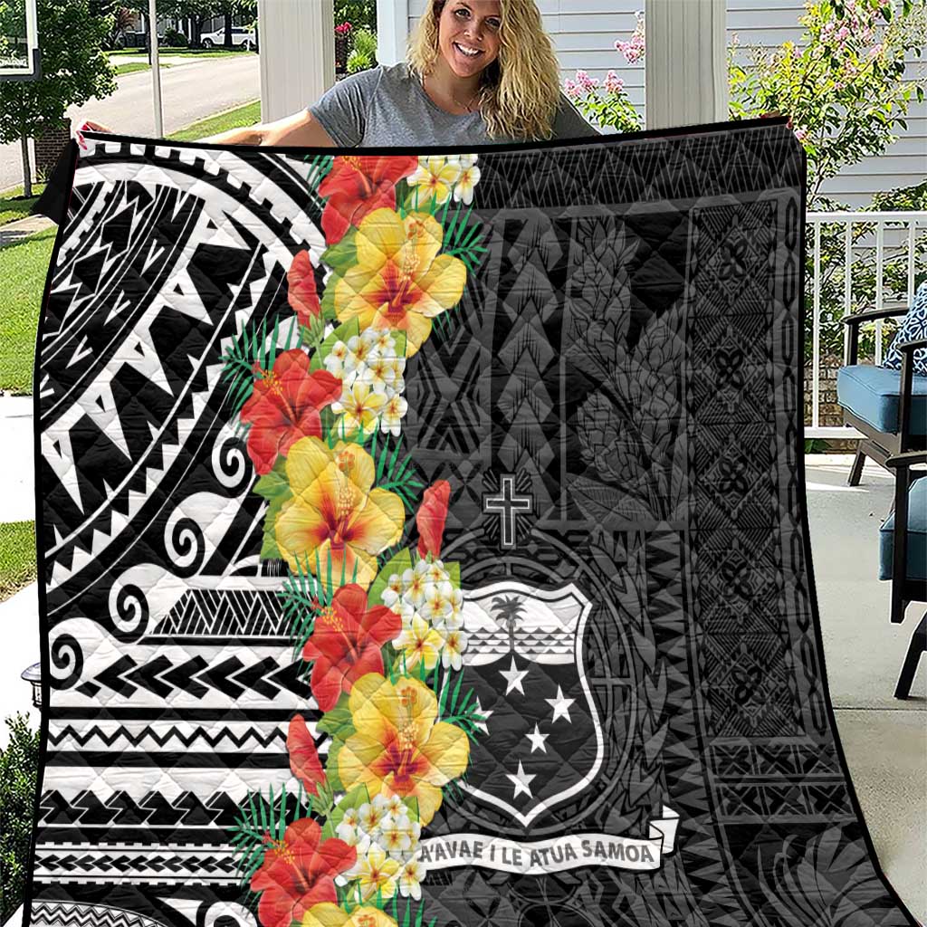 Samoa Tribal Hibiscus Flowers Quilt