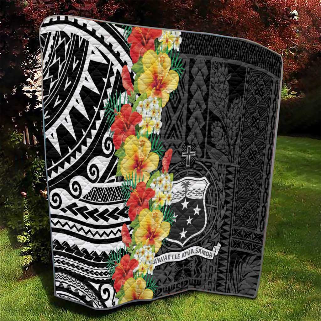 Samoa Tribal Hibiscus Flowers Quilt