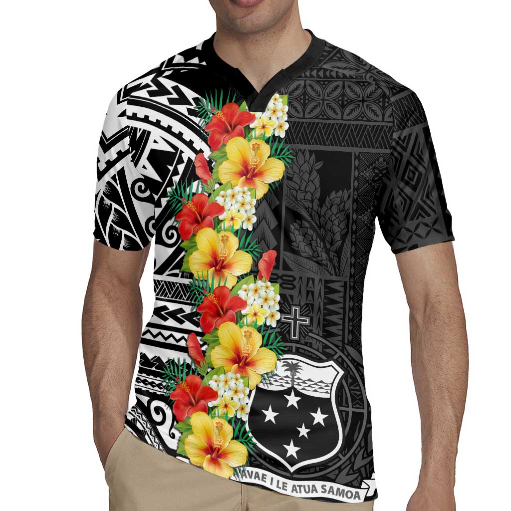 Samoa Tribal Hibiscus Flowers Rugby Jersey
