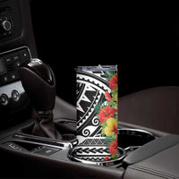 Samoa Tribal Hibiscus Flowers Skinny Tumbler