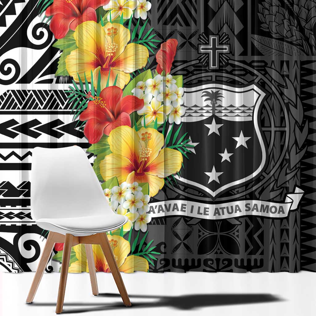 Samoa Tribal Hibiscus Flowers Window Curtain