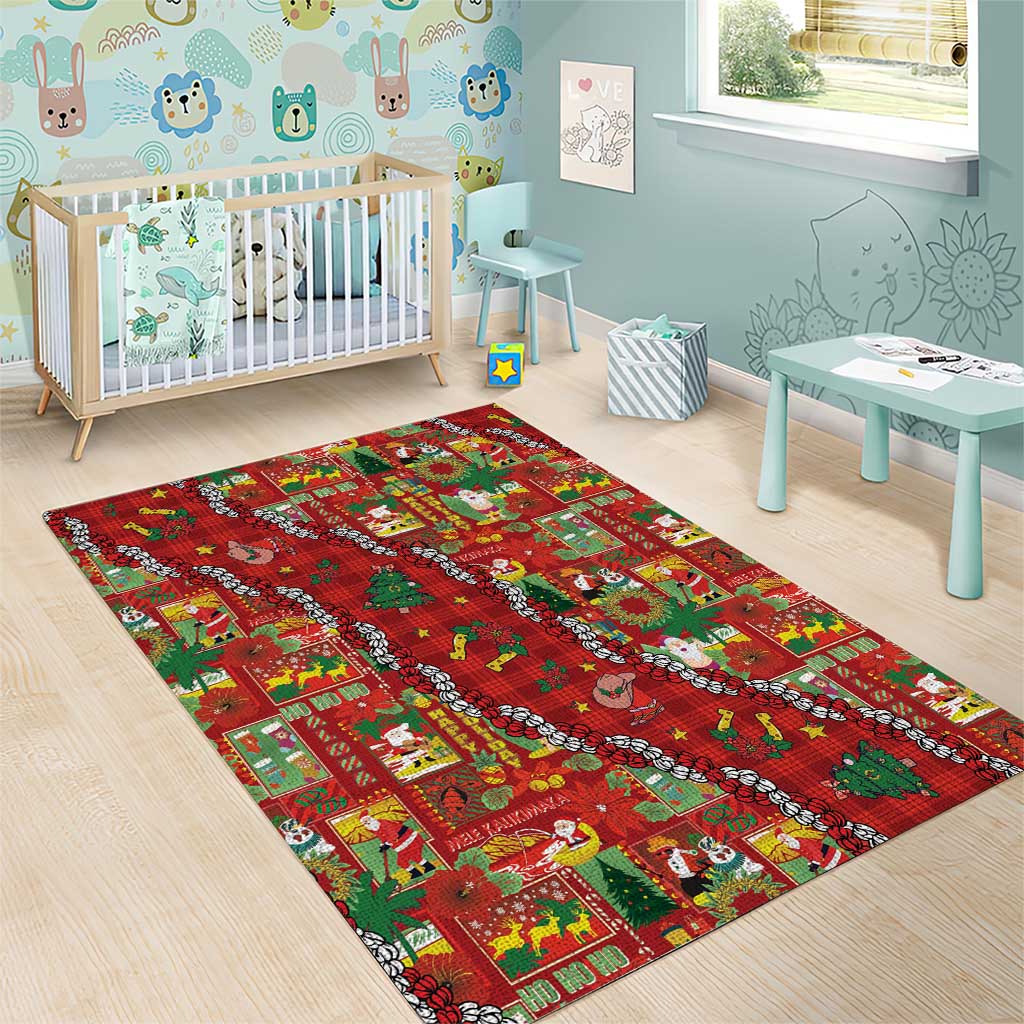 Mele Kalikimaka Pakalana Pikake Lei Area Rug Hawaiian Rodeo Paniolo Omaomao Palaka - Polynesian Pride