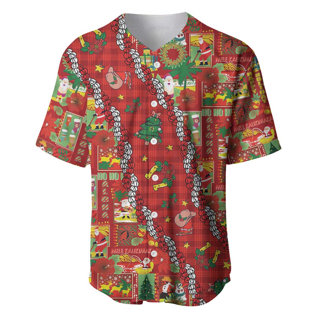 Mele Kalikimaka Pakalana Pikake Lei Baseball Jersey Hawaiian Rodeo Paniolo Omaomao Palaka - Polynesian Pride