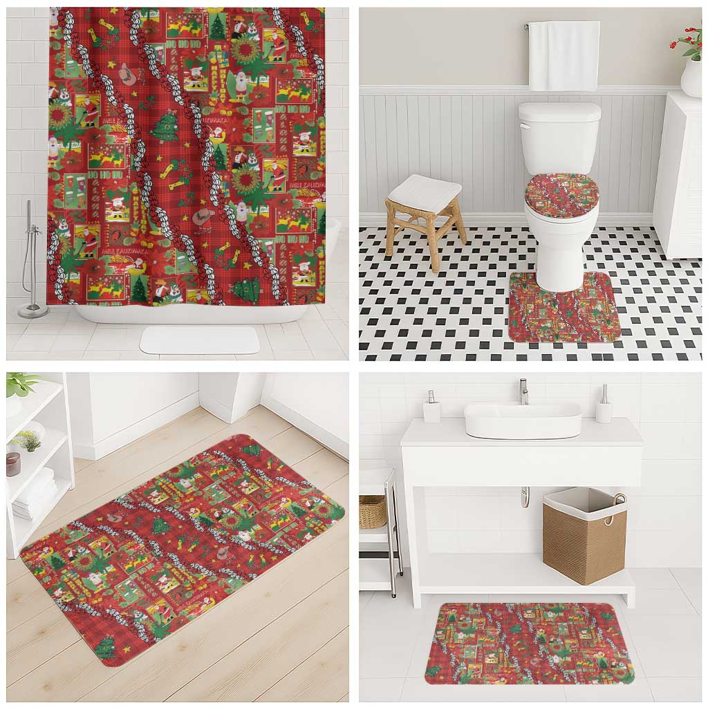 Mele Kalikimaka Pakalana Pikake Lei Bathroom Set Hawaiian Rodeo Paniolo Omaomao Palaka - Polynesian Pride