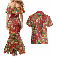 Mele Kalikimaka Pakalana Pikake Lei Couples Matching Mermaid Dress and Hawaiian Shirt Hawaiian Rodeo Paniolo Omaomao Palaka LT9 - Polynesian Pride