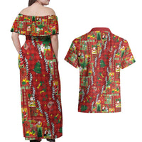 Mele Kalikimaka Pakalana Pikake Lei Couples Matching Off Shoulder Maxi Dress and Hawaiian Shirt Hawaiian Rodeo Paniolo Omaomao Palaka LT9 - Polynesian Pride