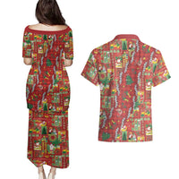 Mele Kalikimaka Pakalana Pikake Lei Couples Matching Puletasi and Hawaiian Shirt Hawaiian Rodeo Paniolo Omaomao Palaka LT9 - Polynesian Pride