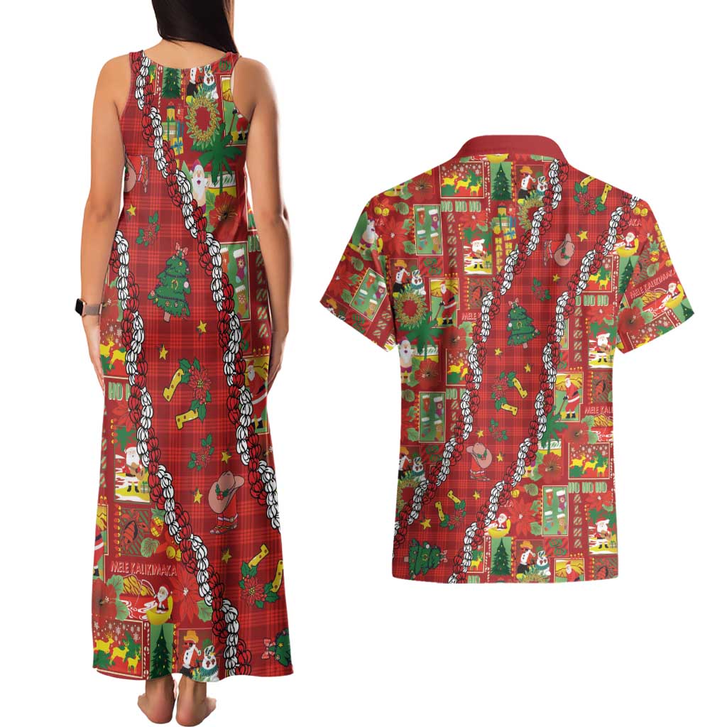 Mele Kalikimaka Pakalana Pikake Lei Couples Matching Tank Maxi Dress and Hawaiian Shirt Hawaiian Rodeo Paniolo Omaomao Palaka LT9 - Polynesian Pride
