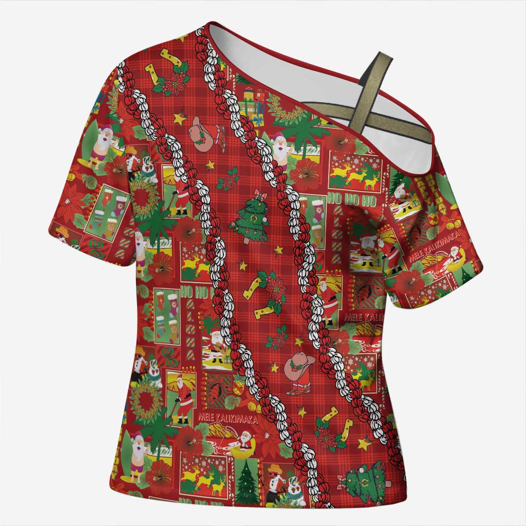 Mele Kalikimaka Pakalana Pikake Lei Cross Shoulder Shirt Hawaiian Rodeo Paniolo Omaomao Palaka - Polynesian Pride