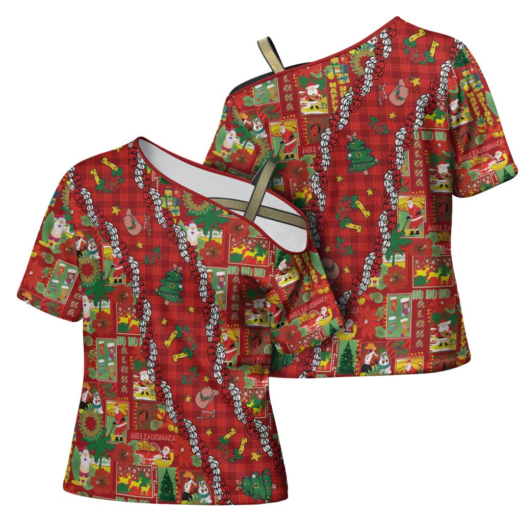 Mele Kalikimaka Pakalana Pikake Lei Cross Shoulder Shirt Hawaiian Rodeo Paniolo Omaomao Palaka - Polynesian Pride