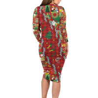 Mele Kalikimaka Pakalana Pikake Lei Family Matching Long Sleeve Bodycon Dress and Hawaiian Shirt Hawaiian Rodeo Paniolo Omaomao Palaka LT9 - Polynesian Pride
