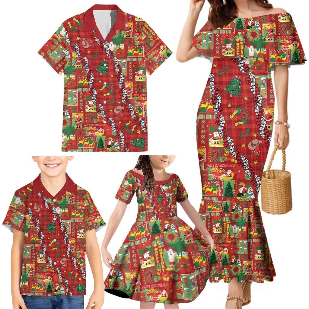 Mele Kalikimaka Pakalana Pikake Lei Family Matching Mermaid Dress and Hawaiian Shirt Hawaiian Rodeo Paniolo Omaomao Palaka LT9 - Polynesian Pride