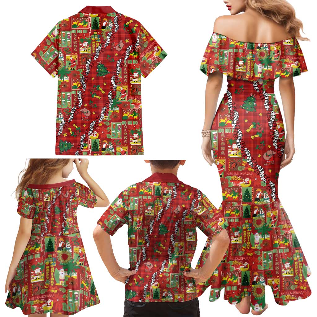 Mele Kalikimaka Pakalana Pikake Lei Family Matching Mermaid Dress and Hawaiian Shirt Hawaiian Rodeo Paniolo Omaomao Palaka LT9 - Polynesian Pride