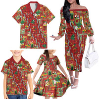 Mele Kalikimaka Pakalana Pikake Lei Family Matching Off The Shoulder Long Sleeve Dress and Hawaiian Shirt Hawaiian Rodeo Paniolo Omaomao Palaka LT9 - Polynesian Pride