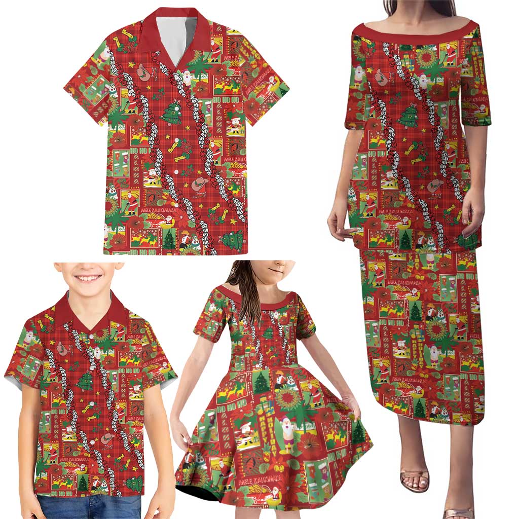 Mele Kalikimaka Pakalana Pikake Lei Family Matching Puletasi and Hawaiian Shirt Hawaiian Rodeo Paniolo Omaomao Palaka - Polynesian Pride