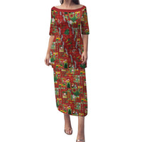 Mele Kalikimaka Pakalana Pikake Lei Family Matching Puletasi and Hawaiian Shirt Hawaiian Rodeo Paniolo Omaomao Palaka LT9 Mom's Dress Green - Polynesian Pride